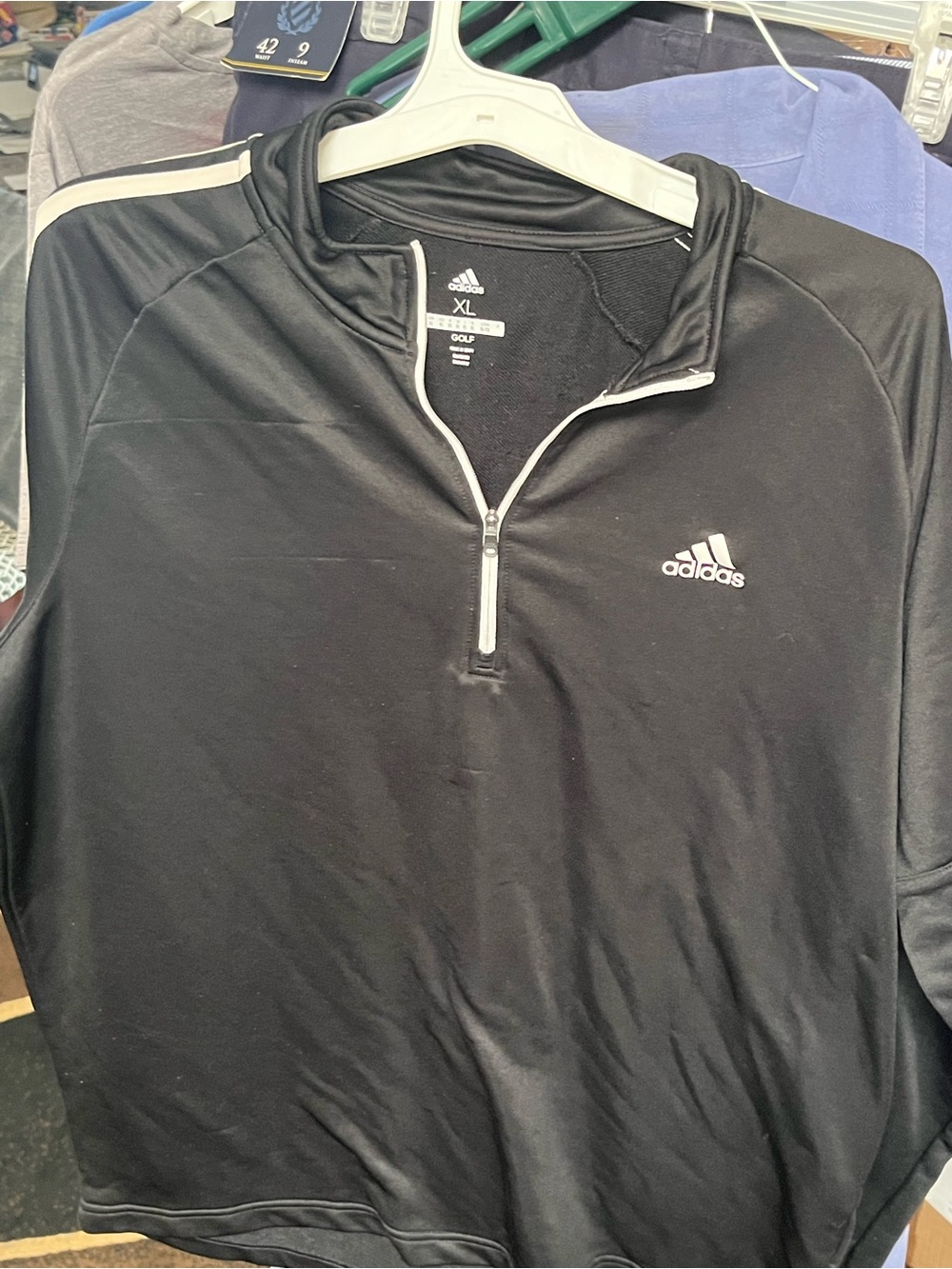 adidas Black 1/4 Zip Lightweight Golf Pullover